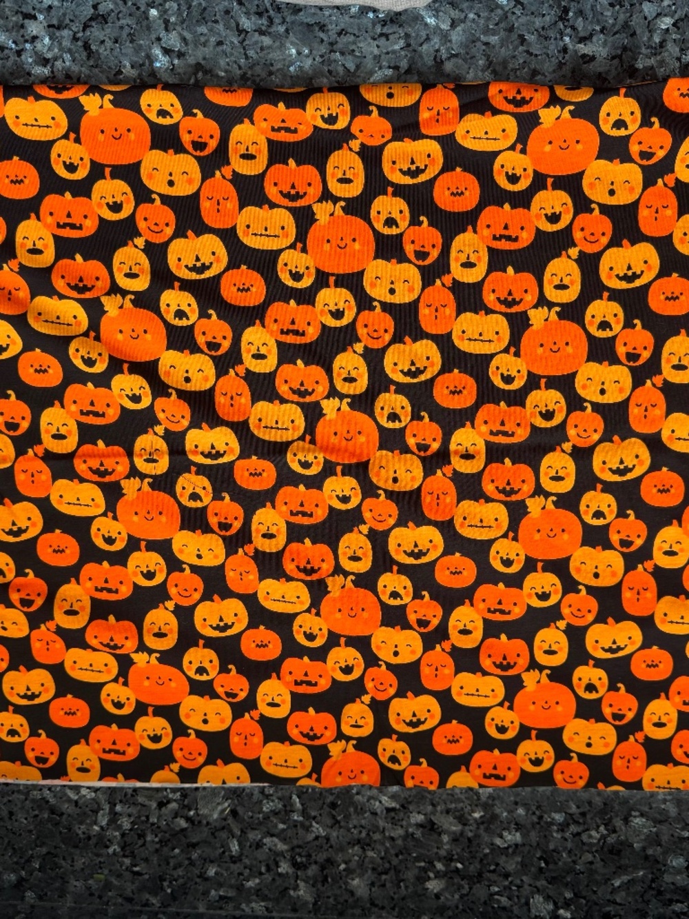 Sewing Material  Halloween Black / Orange Pumpkins Orange Cotton Blend 17" x 27"